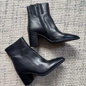 NEW Jeffery Campbell Black Leather Duncann Pointed Toe Bootie 9